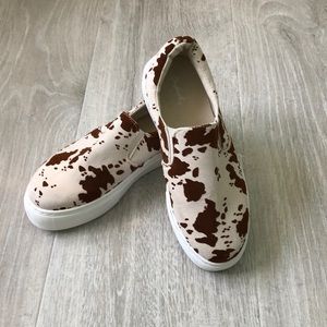 Calf Print Slip On Platform Sneakers by Qupid size 8